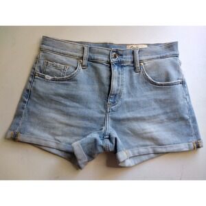 Cosmic Blue Love Women's Light Wash High Waist‎ Denim Shorts Size 28